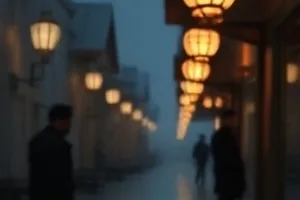 冬日窗边一盏暖色台灯与摊开的剧本手稿