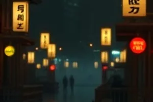 夜间列车车厢里空着的座位与窗外掠过的灯光
